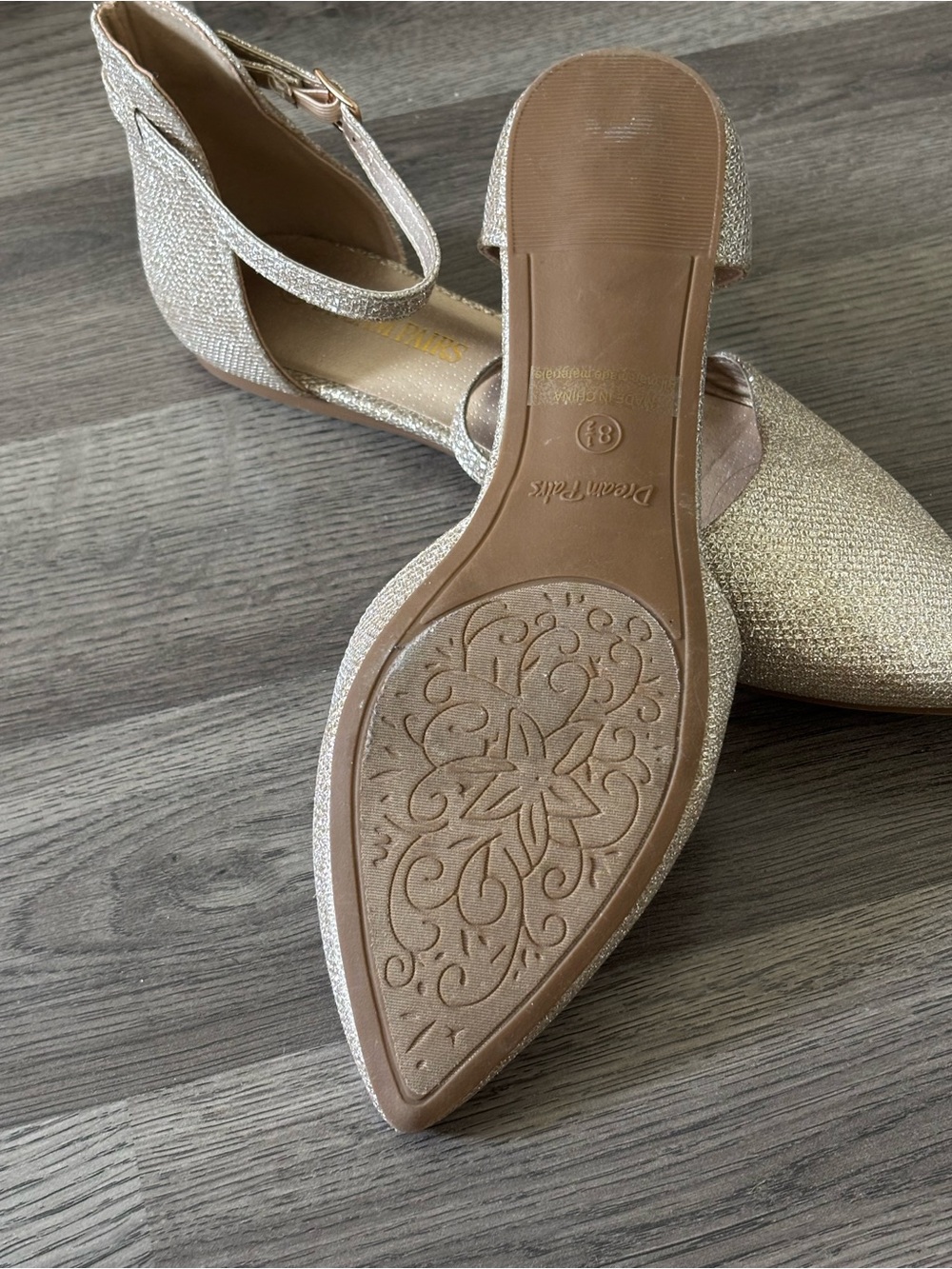 Dream Pairs Gold Glitter Pointed Toe Ankle Strap Flats - Picture 5 of 5